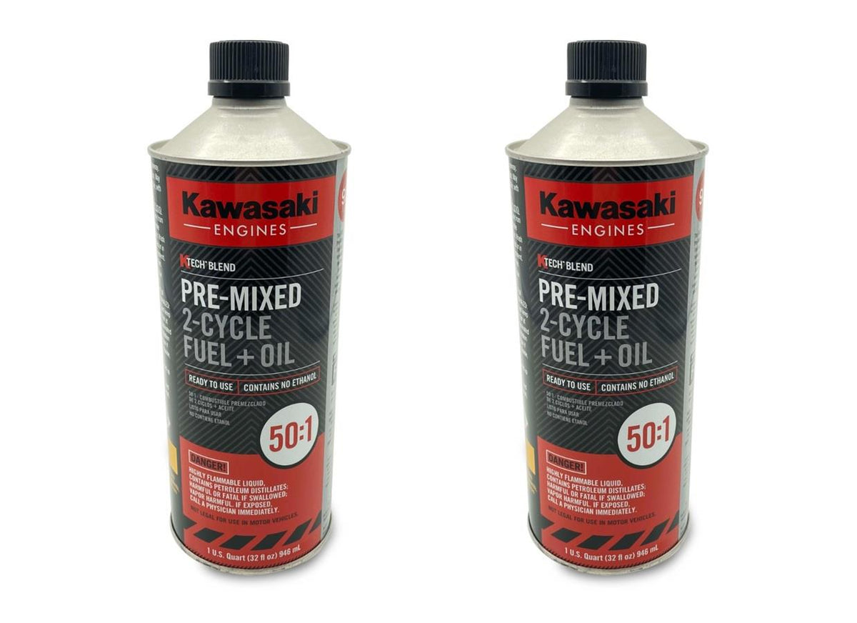 2 Pack Kawasaki 99969-6559 KTECH Blend 50:1 Pre-Mixed 2-Cycle Fuel + Oil 1 Quart
