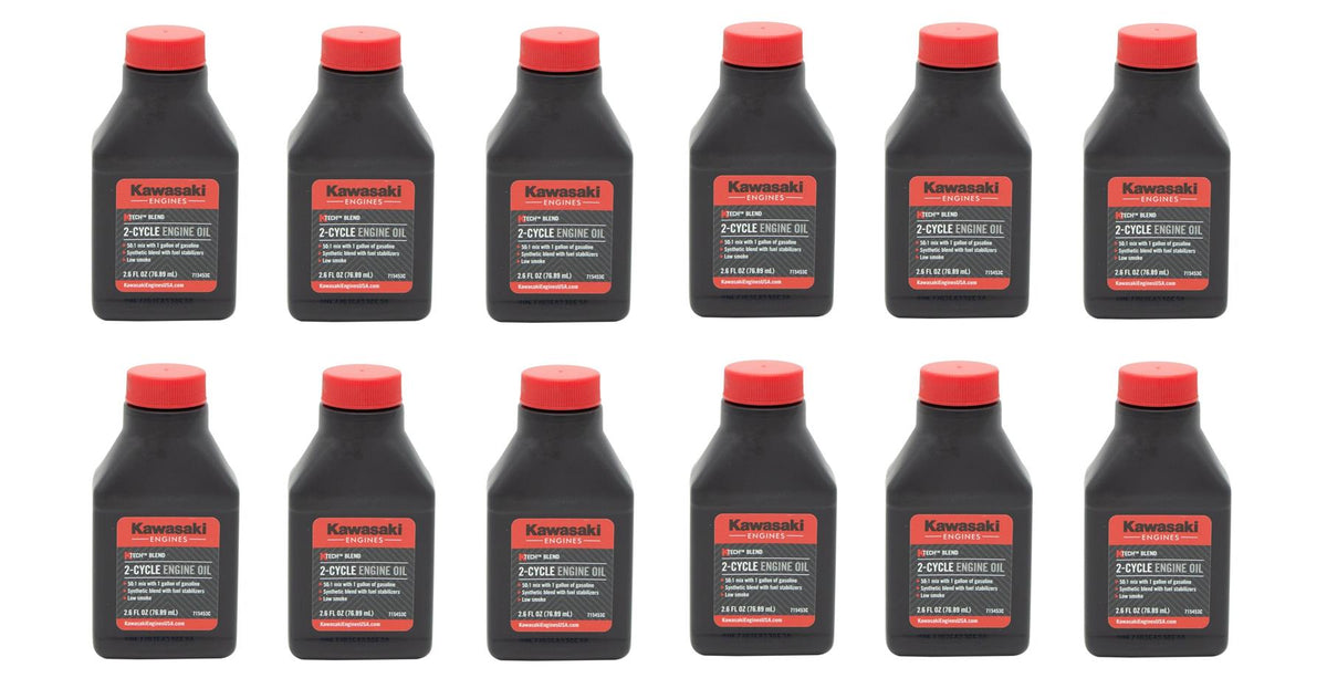 12 Pack Kawasaki KTECH 2-Cycle Engine Oil 2.6 oz 50:1 1 Gallon Mix 99969-6082