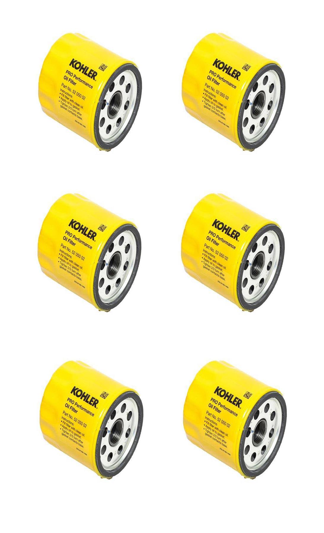 6 Pack Genuine Kohler 52-050-02-S High-Capacity Pro Oil Filter 3" OD