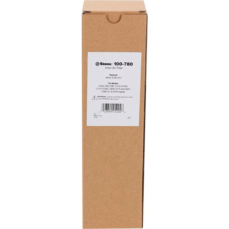 Stens Inner Air Filter, Kohler 25 083 04-S Part# 100-780