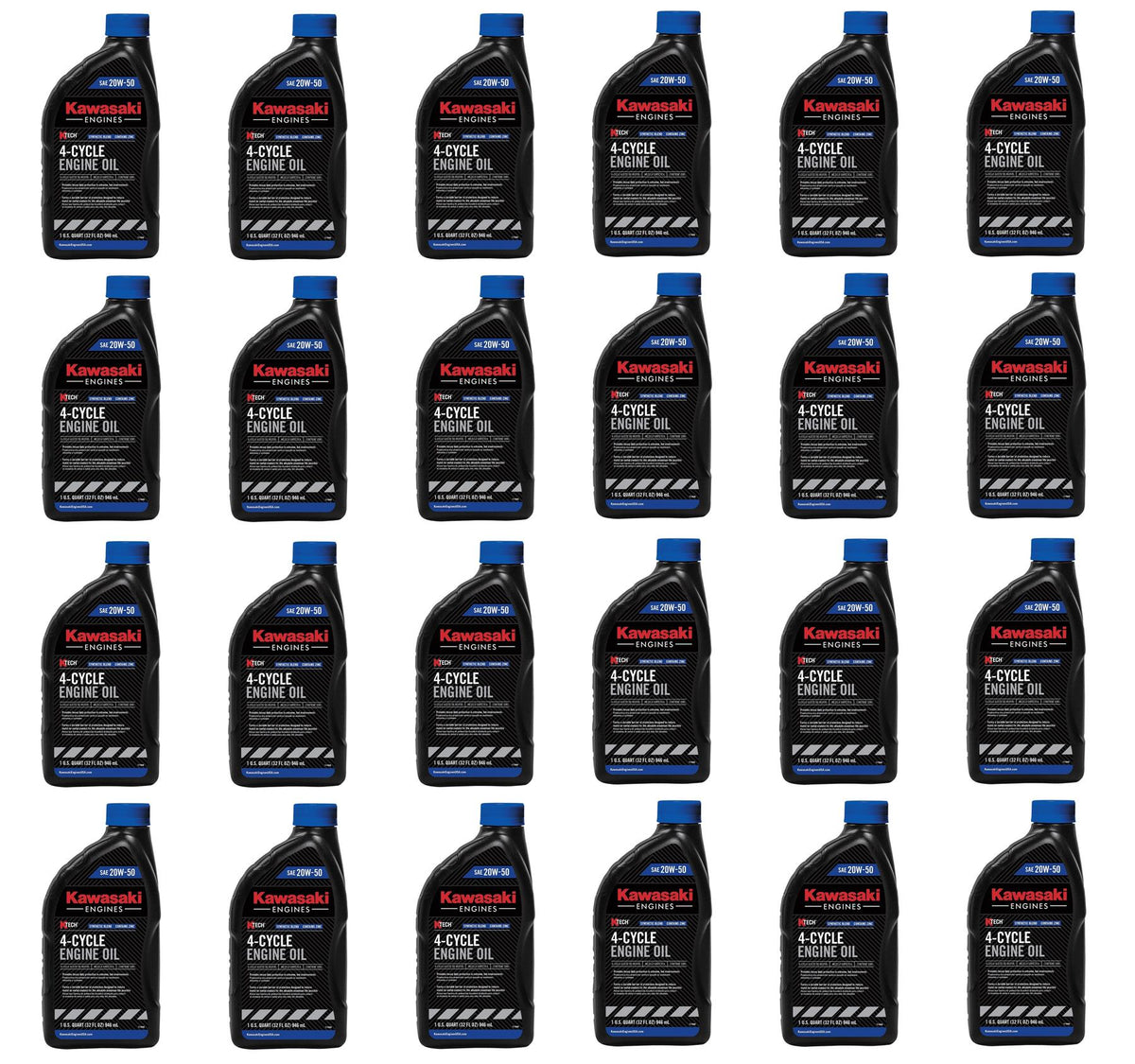 24 Pack Genuine Kawasaki 99969-6298 KTECH 20W-50 4-Cycle Engine Oil Quart
