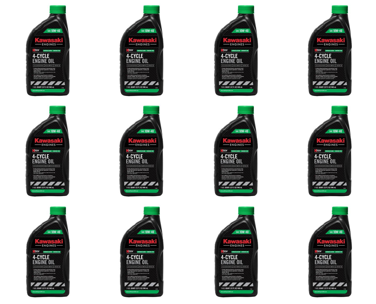 12 Pack Kawasaki K-Tech SAE 10W-40 4-Cycle Engine Oil 1 Quart 99969-6296 OEM