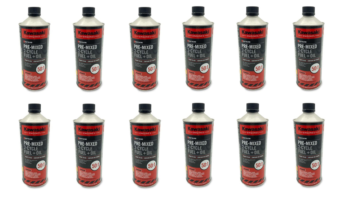 12 Pk Kawasaki 99969-6559 KTECH Blend 50:1 Pre-Mixed 2-Cycle Fuel + Oil 1 Quart